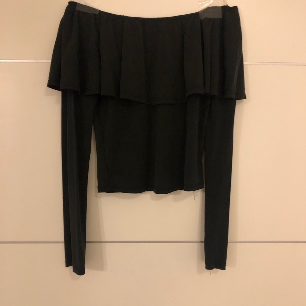 Off the Shoulder Black Cotton Crop Top